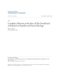 Candidacy Rhetoric in the Rise of the Donald and Its Relation to Populist and Fascist Ideology