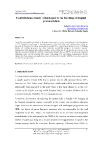 Contributions of New Technologies to the Teaching of English Pronunciation