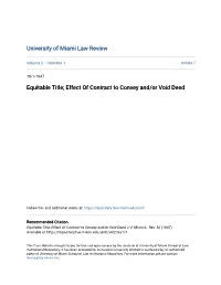 Equitable Title; Effect of Contract to Convey And/Or Void Deed