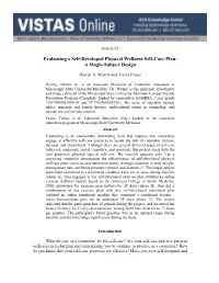 Evaluating a Self-Developed Physical Wellness Self-Care Plan: a Single-Subject Design