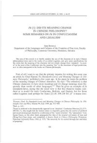 Fa [1]: Did Its Meaning Change in Chinese Philosophy? Some Remarks on Fa in Confucianism and Legalism