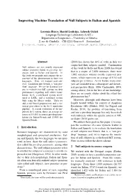 Improving Machine Translation of Null Subjects in Italian and Spanish