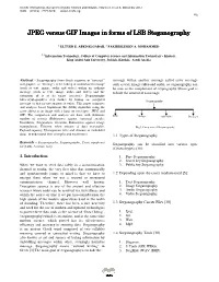 JPEG Versus GIF Images in Forms of LSB Steganography JPEG Versus