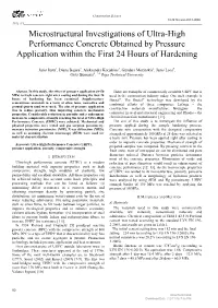 Microstructural Investigations of Ultra-High Performance Concrete Obtained by Pressure Application Within the First 24 Hours of Hardening