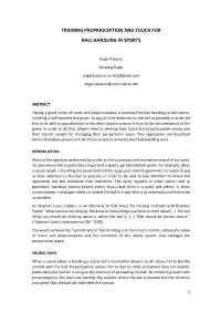 Training Proprioception and Touch for Ball Handling in Sports