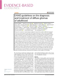 EANO Guidelines on the Diagnosis and Treatment of Diffuse Gliomas of Adulthood