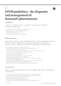 ESVM Guidelines – the Diagnosis and Management of Raynaud's Phenomenon