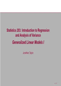 Generalized Linear Models I
