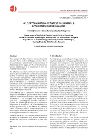 Hplc Determination of Twelve Polyphenols: Application in Wine Analysis