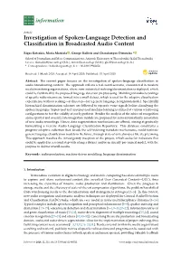 Investigation of Spoken-Language Detection and Classification
