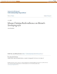 Johann Christian Bach's Influence on Mozart's Developing Style Austin Bourdon