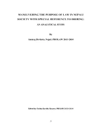Maneuvering the Purpose of Law in Nepali Society with Special Reference to Ihering