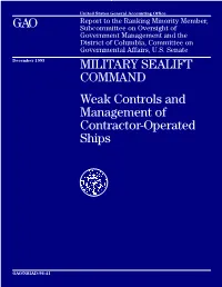 NSIAD-96-41 Military Sealift Command: Weak Controls And