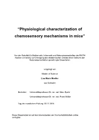 “Physiological Characterization of Chemosensory Mechanisms in Mice”