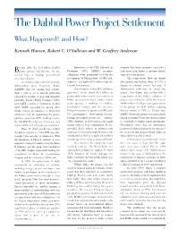 The Dabhol Power Project Settlement What Happened? and How?