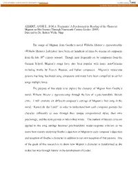 A Psychoanalytic Reading of the Character Mignon on Her Journey Through Nineteenth Century Lieder