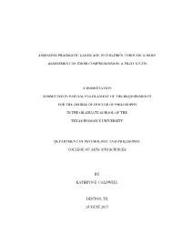 Assessing Pragmatic Language in Children Through a Brief