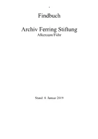 Findbuch Archiv Ferring Stiftung