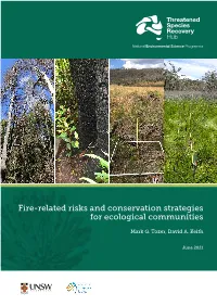 Fire-Related Risks and Conservation Strategies for Ecological Communities