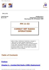 FM 11-32 Combat Net Radio Operations