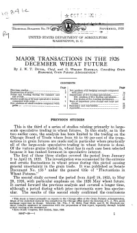 MAJOR TRANSACTIONS in the 1926 DECEMBER WHEAT FUTURE by J