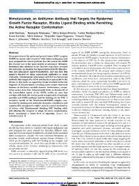 Nimotuzumab, an Antitumor Antibody That Targets the Epidermal Growth Factor Receptor, Blocks Ligand Binding While Permitting the Active Receptor Conformation