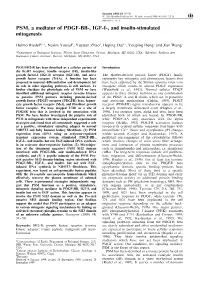 PSM, a Mediator of PDGF-BB-, IGF-I-, and Insulin-Stimulated Mitogenesis