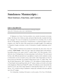Sundanese Manuscripts : Their Existence, Functions, and Contents