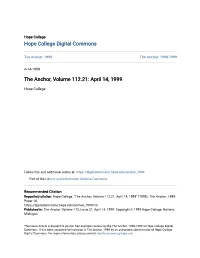 The Anchor, Volume 112.21: April 14, 1999