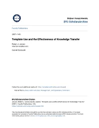 Template Use and the Effectiveness of Knowledge Transfer