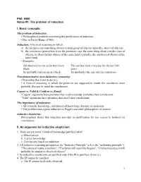 1 Phil. 4400 Notes #1: the Problem of Induction I. Basic Concepts