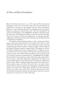 A Note on Eliza Orzeszkowa