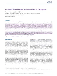 Archaeal “Dark Matter” and the Origin of Eukaryotes