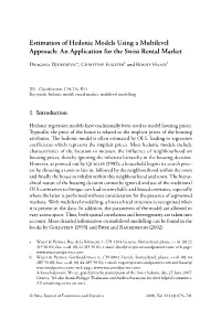 Estimation of Hedonic Models Using a Multilevel Approach: an Application for the Swiss Rental Market