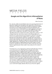 Google and the Algorithmic Infomediation of News