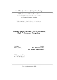 Heterogeneous Multi-Core Architectures for High Performance Computing