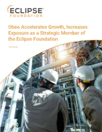 Obeo Accelerates Growth, Increases Exposure As a Strategic Member of the Eclipse Foundation