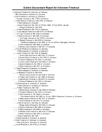 Outline Descendant Report for Unknown Friedman