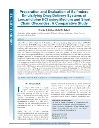 Preparation and Evaluation of Self-Micro Emulsifying Drug Delivery Systems of Lercanidipine Hcl Using Medium and Short Chain Glycerides: a Comparative Study