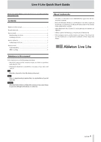 Quick Start Guide for Ableton Live Lite