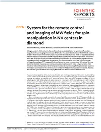 System for the Remote Control and Imaging of MW Fields for Spin