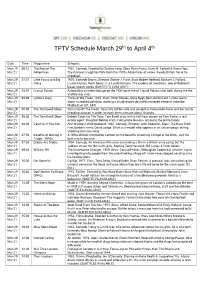 TPTV Schedule March 29Th to April 4Th