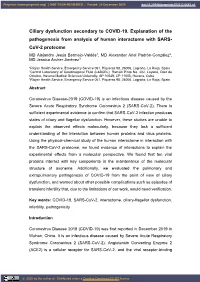 Ciliary Dysfunction Secondary to COVID-19. Explanation of the Pathogenesis from Analysis of Human Interactome with SARS