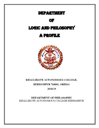 Department of Logic and Philosophy a Profile