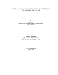 Effects of Experimental Noise Exposure on Songbird Nesting Behaviors and Nest Success