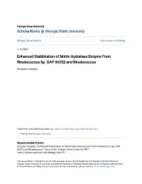 Enhanced Stabilization of Nitrile Hydratase Enzyme from Rhodococcus Sp