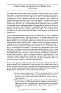 Horticulture and Aesthetics of HYBRID OAKS Bykenasmus