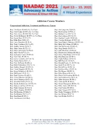 Addiction Caucus Members