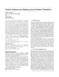 Analytic Displacement Mapping Using Hardware Tessellation