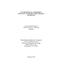 Camp Mcdowell Project FERC Project No
